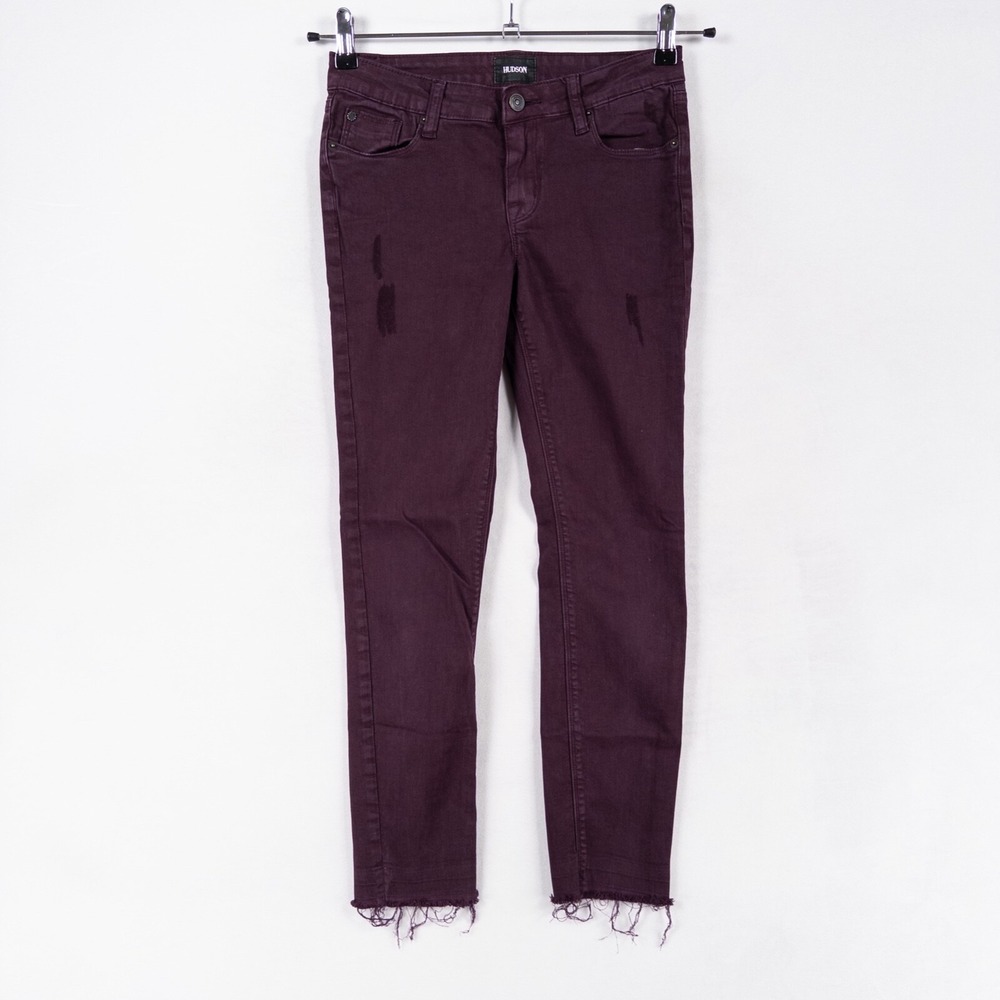 Hudson Jeans Girls 16 Skinny Dark Purple Cotton Spandex Distressed Raw Hems